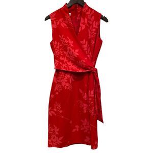 VINTAGE Jones New York Red Pink Kimono Wrap Night Out Dress 6